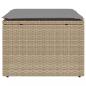 Preview: Gartenhocker mit Kissen Beige 55x55x37 cm Poly Rattan