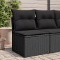 Preview: ARDEBO.de - Gartensofa ohne Armlehnen mit Kissen Schwarz Poly Rattan