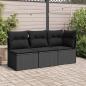 Preview: Gartensofa ohne Armlehnen mit Kissen Schwarz Poly Rattan