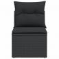 Preview: Gartensofa ohne Armlehnen mit Kissen Schwarz Poly Rattan