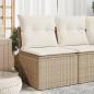 Preview: ARDEBO.de - Gartensofa ohne Armlehnen mit Kissen Beige Poly Rattan