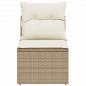 Preview: Gartensofa ohne Armlehnen mit Kissen Beige Poly Rattan