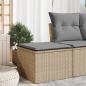 Preview: ARDEBO.de - Gartenhocker mit Kissen Beige 55x55x37 cm Poly Rattan