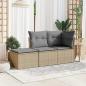 Preview: Gartenhocker mit Kissen Beige 55x55x37 cm Poly Rattan