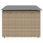 Preview: Gartenhocker mit Kissen Beige 55x55x37 cm Poly Rattan