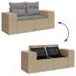 Preview: Gartensofa mit Kissen 2-Sitzer Beige Poly Rattan