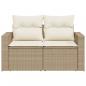 Preview: Gartensofa mit Kissen 2-Sitzer Beige Poly Rattan