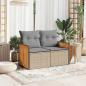 Preview: Gartensofa mit Kissen 2-Sitzer Beige Poly Rattan