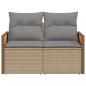 Preview: Gartensofa mit Kissen 2-Sitzer Beige Poly Rattan