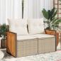 Preview: ARDEBO.de - Gartensofa mit Kissen 2-Sitzer Beige Poly Rattan