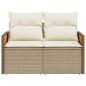 Preview: Gartensofa mit Kissen 2-Sitzer Beige Poly Rattan