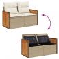 Preview: Gartensofa mit Kissen 2-Sitzer Beige Poly Rattan