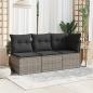 Preview: Garten-Ecksofa mit Kissen Grau Poly Rattan