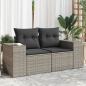 Preview: ARDEBO.de - Gartensofa 2-Sitzer mit Kissen Grau Poly Rattan