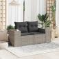 Preview: Gartensofa 2-Sitzer mit Kissen Grau Poly Rattan