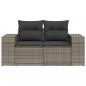 Preview: Gartensofa 2-Sitzer mit Kissen Grau Poly Rattan