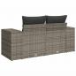 Preview: Gartensofa 2-Sitzer mit Kissen Grau Poly Rattan