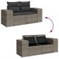 Preview: Gartensofa 2-Sitzer mit Kissen Grau Poly Rattan