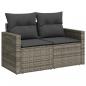 Preview: Gartensofa 2-Sitzer mit Kissen Grau Poly Rattan