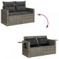 Preview: Gartensofa 2-Sitzer mit Kissen Grau Poly Rattan