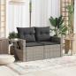 Preview: Gartensofa 2-Sitzer mit Kissen Grau Poly Rattan