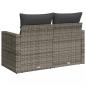 Preview: Gartensofa 2-Sitzer mit Kissen Grau Poly Rattan