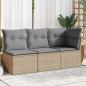 Preview: ARDEBO.de - Gartensofa mit Kissen 3-Sitzer Beige Poly Rattan