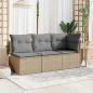 Preview: Gartensofa mit Kissen 3-Sitzer Beige Poly Rattan