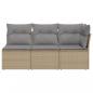 Preview: Gartensofa mit Kissen 3-Sitzer Beige Poly Rattan