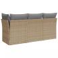 Preview: Gartensofa mit Kissen 3-Sitzer Beige Poly Rattan