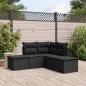 Preview: ARDEBO.de - 5-tlg. Garten-Sofagarnitur mit Kissen Schwarz Poly Rattan