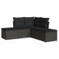 Preview: 5-tlg. Garten-Sofagarnitur mit Kissen Schwarz Poly Rattan