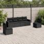 Preview: ARDEBO.de - 6-tlg. Garten-Sofagarnitur mit Kissen Schwarz Poly Rattan