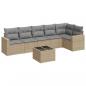 Preview: 7-tlg. Garten-Sofagarnitur mit Kissen Beige Poly Rattan