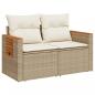 Preview: Gartensofa mit Kissen 2-Sitzer Beige Poly Rattan