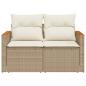 Preview: Gartensofa mit Kissen 2-Sitzer Beige Poly Rattan