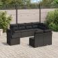 Preview: ARDEBO.de - 8-tlg. Garten-Sofagarnitur mit Kissen Schwarz Poly Rattan