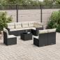 Preview: ARDEBO.de - 9-tlg. Garten-Sofagarnitur mit Kissen Schwarz Poly Rattan