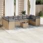 Preview: ARDEBO.de - 11-tlg. Garten-Sofagarnitur mit Kissen Beige Poly Rattan