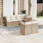 Preview: ARDEBO.de - 7-tlg. Garten-Sofagarnitur mit Kissen Beige Poly Rattan