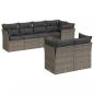 Preview: 7-tlg. Garten-Sofagarnitur mit Kissen Grau Poly Rattan