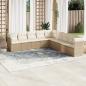 Preview: ARDEBO.de - 9-tlg. Garten-Sofagarnitur mit Kissen Beige Poly Rattan