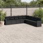 Preview: ARDEBO.de - 9-tlg. Garten-Sofagarnitur mit Kissen Schwarz Poly Rattan