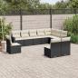 Preview: ARDEBO.de - 10-tlg. Garten-Sofagarnitur mit Kissen Schwarz Poly Rattan