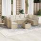 Preview: ARDEBO.de - 10-tlg. Garten-Sofagarnitur mit Kissen Beige Poly Rattan