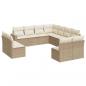 Preview: 11-tlg. Garten-Sofagarnitur mit Kissen Beige Poly Rattan