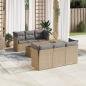 Preview: ARDEBO.de - 7-tlg. Garten-Sofagarnitur mit Kissen Beige Poly Rattan