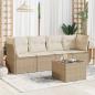 Preview: ARDEBO.de - 5-tlg. Garten-Sofagarnitur mit Kissen Beige Poly Rattan