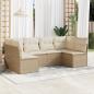 Preview: ARDEBO.de - 6-tlg. Garten-Sofagarnitur mit Kissen Beige Poly Rattan