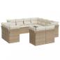 Preview: 11-tlg. Garten-Sofagarnitur mit Kissen Beige Poly Rattan